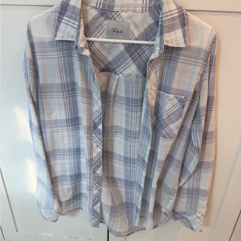 Rails Light Blue and Cream Plaid Shirt